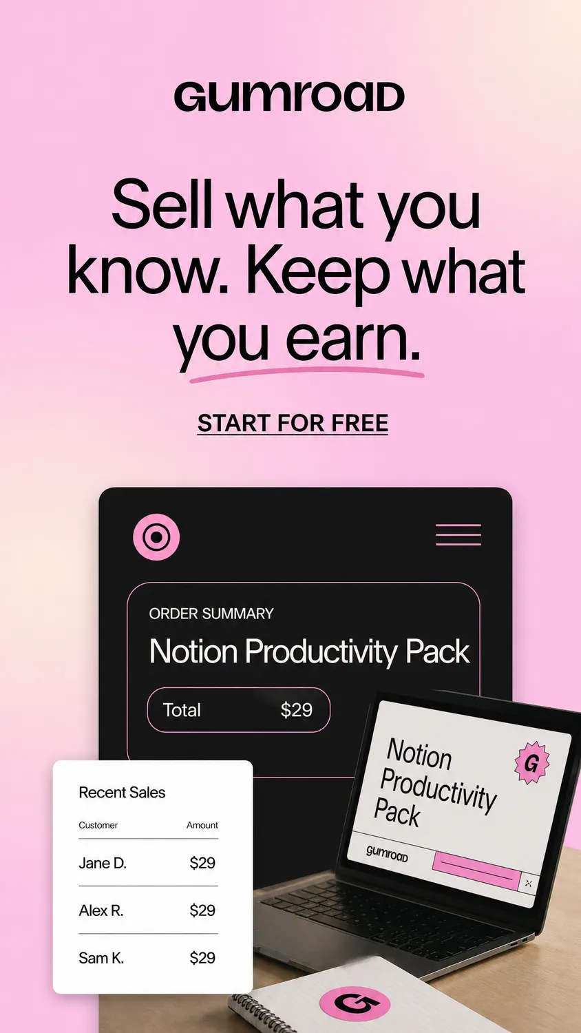 Recreated Gumroad ad on-brand
